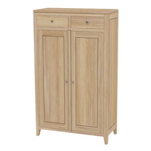 Teak massiv Highboard aus zertifiziertem Plantagenholz mit 2 Schwingtüren und 2 Schubladen