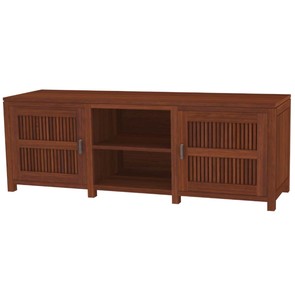 Massivholz - Sideboard aus zertifiziertem Plantagenteak mit je 1 Schwingtüre rechts und links, sowie 2 offenen Ablagefächern in der Mitte