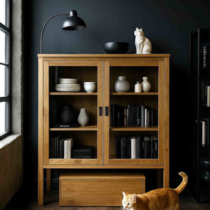 Vitrinen Schrank Icon aus recyceltem Teak massiv