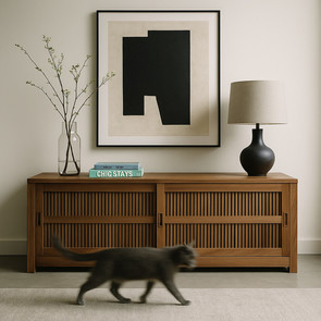 TV Kommode LETTICE aus recycled Teak Ambientebild