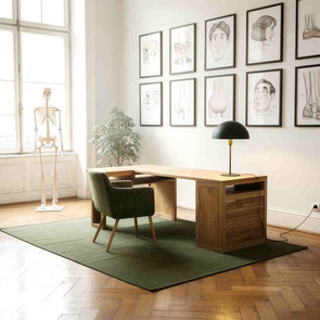Edler Teak Massivholz -Schreibtisch Beer modern und geradlinig, massiver Teakholz Schreibtisch, schlicht und unauffaellig passt in nahezu jedes Ambiente, Homeoffice Moebel Muenchen