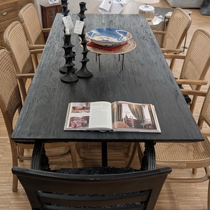 Esstisch aus Teakholz mit Stühlen Rattan Geflecht Wiener Geflecht