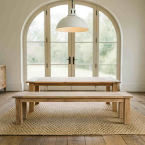 Massive Sitzbank Barli aus gebuerstetem Teak, Bank aus recyceltem Altholz und zertifiziertem Plantagenholz, Handarbeit vom Schreiner, passend zu massiven Esstischen, Sitzbank ohne Rueckenlehne