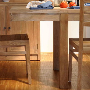 Massiver, konfigurierbarer Teakholz Auszugstisch mit separaten Verlaengerungsplatten, Teak Massivholz Tisch vom Schreiner traditionell in Handarbeit gefertigt, individuelles Wunsch Mass ohne Aufpreis moeglich, Mass Möbel aus Teak Massivholz Muenchen