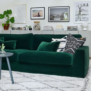 Sofa New York mit abziehbarem Stoffbezug, große Sitztiefe und Federfüllung für besten Sitzkomfort.