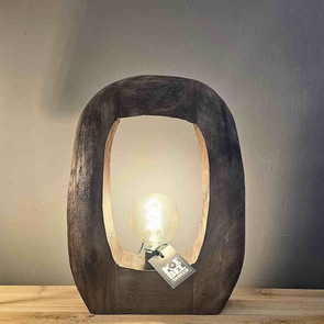 exklusive  Tischlampe aus Holz aus Mangoholz, besondere Lampe MOEBEL KOLONIE Muenchen Wohnen wie im Urlaub