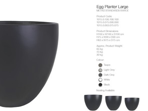 Pflanzkübel XXL Beton Fiberglas Egg Planter Large