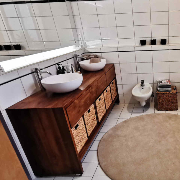 Waschtisch Salema Duo aus Teak Massivholz