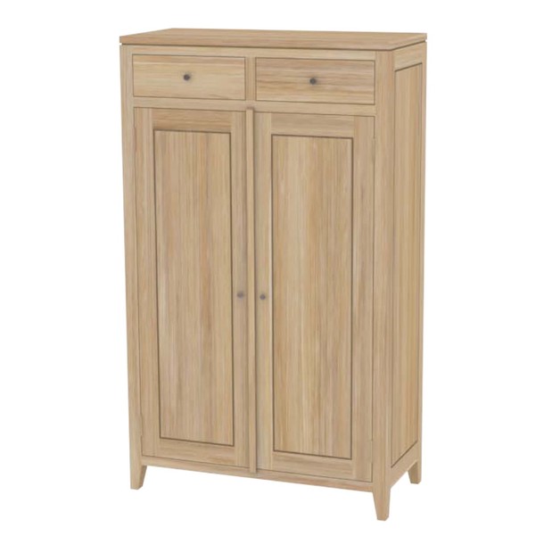 Teak massiv Highboard aus zertifiziertem Plantagenholz mit 2 Schwingtüren und 2 Schubladen