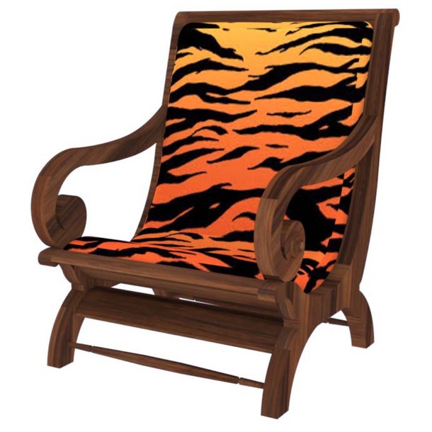 Lounge Chair mit Lederbezug im Tigerprint
