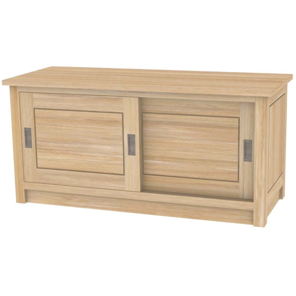 Massives TV Sideboard aus zertifiziertem Plantagenteakholz mit 2 Schiebetüren