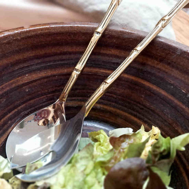 Salatbesteck Bamboo sehr hochwertig aus Metall