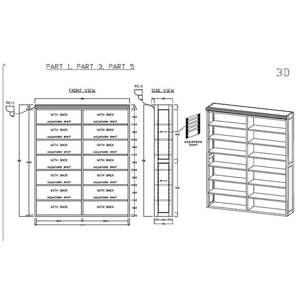 Bibliothek Bevell aus Massivholz Teak