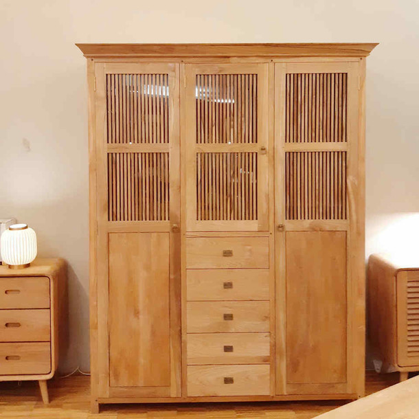 Kleiderschrank Havanna aus Teak Massivholz