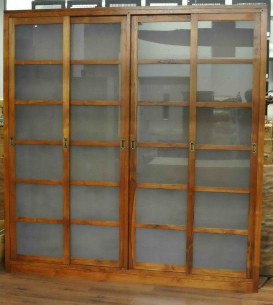 Kleiderschrank 2 türig mit schiebetüren aus teakholz massiv ...