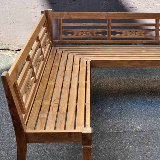 Ansicht von oben Eckbank Java aus Teak Massivholz