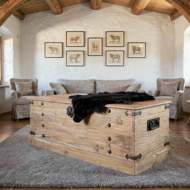 Grosse Massivholz Truhe Classic, Handarbeit vom Schreiner aus der MOEBEL KOLONIE Manufaktur, Stauraummoebel fuer Flur, Wohnzimmer, Kinderzimmer, Schlafzimmer, multifunktional