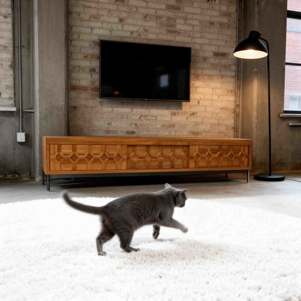 Lowboard Singapore aus Teak massiv in der MOEBEL KOLONIE Farbe 001, Handarbeit vom Schreinermeister