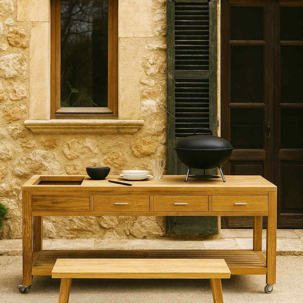 Outdoor Kueche aus Teak massiv Cucina