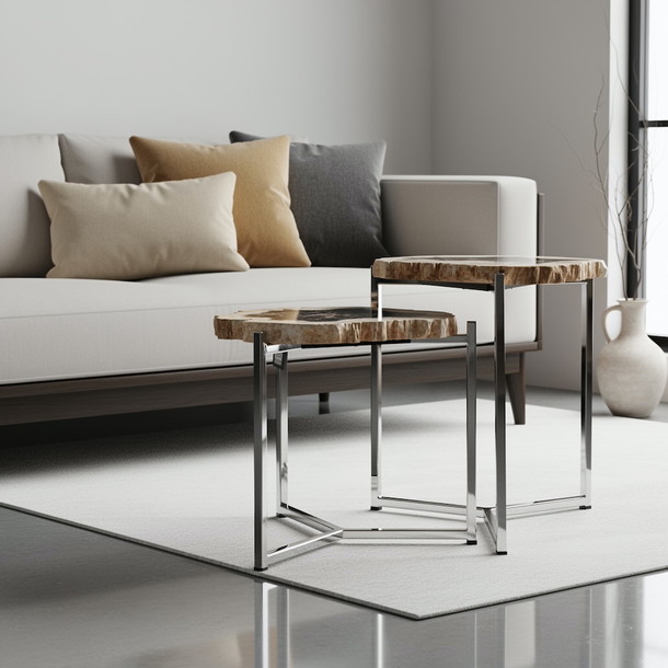 Runder bicolor Couch oder Beistelltisch Luino aus Massivholz Teak, Tisch mit Tablett und klappbarem Gestell fuer den Garten oder das Wohnzimmer, vom Schreiner in Handarbeit gefertigt, Design und Manufaktur Muenchen, Massivholz Moebel Muenchen nach Mass ohne Aufpreis