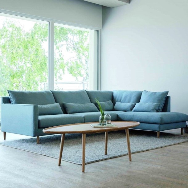 Sally Hussensofa in aquafarbenem Stoff mit Klettband