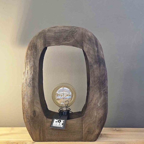 Tischlampe Squillo aus Mango Holz rustikal und edel