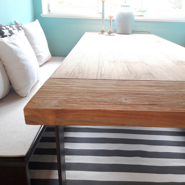 Tischplatte Barli Recycled Teak mit Tischgestell aus Metall