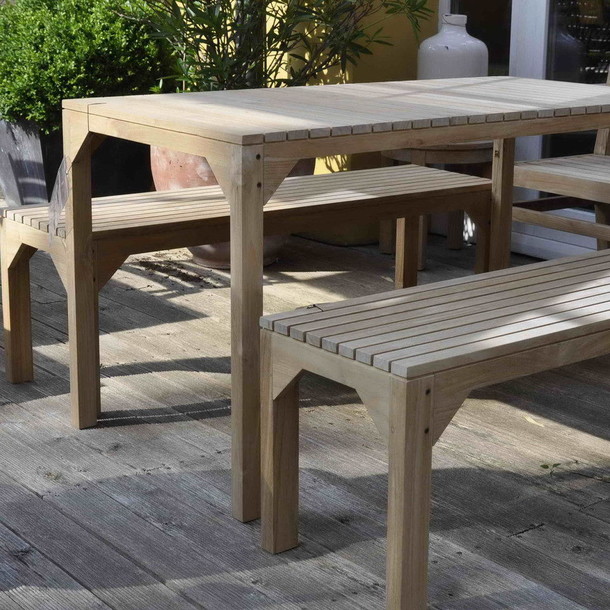 Gartenbänke "LINO" mit Gartentisch "LINO" aus Teakholz massiv