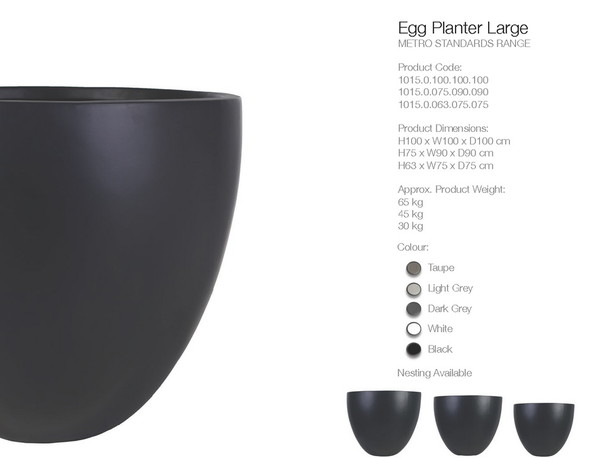 Pflanzkübel XXL Beton Fiberglas Egg Planter Large