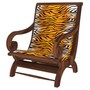 Teak massiv Lounge Chair Sitzfläche mit Tigerprint Lederbezug