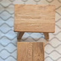 Ansicht von oben, Ansicht Sitzflaeche vom massiven Hocker aus recyceltem Teak