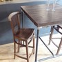 Barhocker aus Teakholz mit Rückenlehne, Barstuhl aus Massivholz mit Bartisch Industrial