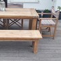 Barli Tisch rustic und Barli Sitzbank rustic mit Regiestuehlen, massives Teakholz Ensemble fuer den Garten und die Terrasse