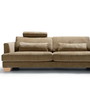 Brandon Sofa mit festbezogenem Stoff im Erdton, Lendenkissen und Nackenrolle, Sofa und Stoffe in bester Qualität