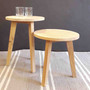 Dreibein Beistelltisch Stool aus Teak Massivholz in 2 Grössen, zertifiziertes Teakholz roh, unbehandelt, Tischchen in zwei Grössen im modernen Stil, MOEBEL KOLONIE living in Style, Massivholz Moebel nach Mass ohne Aufpreis