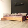 Massivholz Bett MARLINO aus Teakholz, Edelholz Bett im modernen Design von der MOEBEL KOLONIE, in Handarbeit traditionell vom Schreiner gefertigt, Bett aus Massivholz Teak, in der Holz Farbe Natur in der Ausfuehrung rustic,