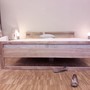 Massivholz  Bett Simplex aus Teak im modernen Stil vom Schreiner in Handarbeit gefertigt, Bett aus Edelholz Teak in der MOEBEL KOLONIE Holz Farbe Roh, Massivholz Moebel Muenchen aus Teakholz
