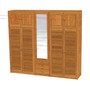 Massivholz Kleiderschrank aus zertifiziertem Plantagenteakholz 6 Schwingtüren, 1 Spiegeltüre und 4 Schubladen