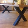 Metall Tischgestell X Big Line mit Tischplatte aus Teak massiv, Tischgestell aus Stahl mit Tischplatte montiert