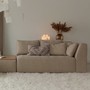 Modernes Sofa Cleo, modulares Sofa mit vielen Moeglichkeiten Elemente zu verbinden, hochwertiges Sofa  Eckelement mit Beistell - Element und Holztablett, viele Stoffkategorien und Farben erhaeltlich,
