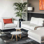 Sofalandschaft George mit Sessel in hellem freundlichem Stoff, Sofas mit bestem Sitzkomfort in exklusiven Stoffen