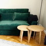 Stool Beistelltisch Ensemble in 2 Grössen mit Sofa New York, Beistelltisch aus massivem Teakholz, massive Teakholz Beistelltische in modernem Scannt-Style, Moebel für das Wohnzimmer oder das Esszimmer aus Massivholz Teak, Muenchen Moebel