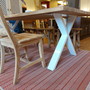 Teakholzplatte Esstisch aus Teak mit Metallgestell X